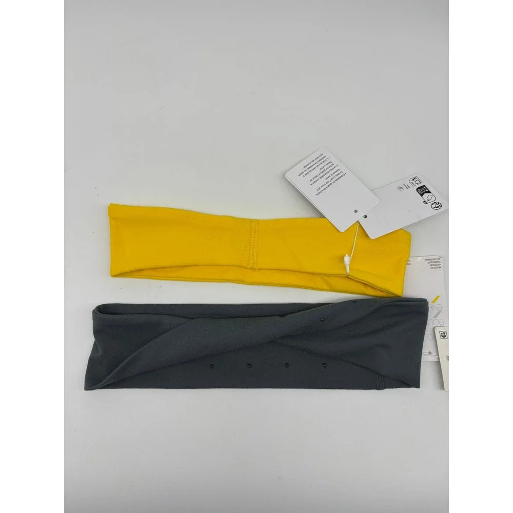 Lululemon Zella Headbands Yellow Grey Fly Away Tamer Twisted Lot of 2